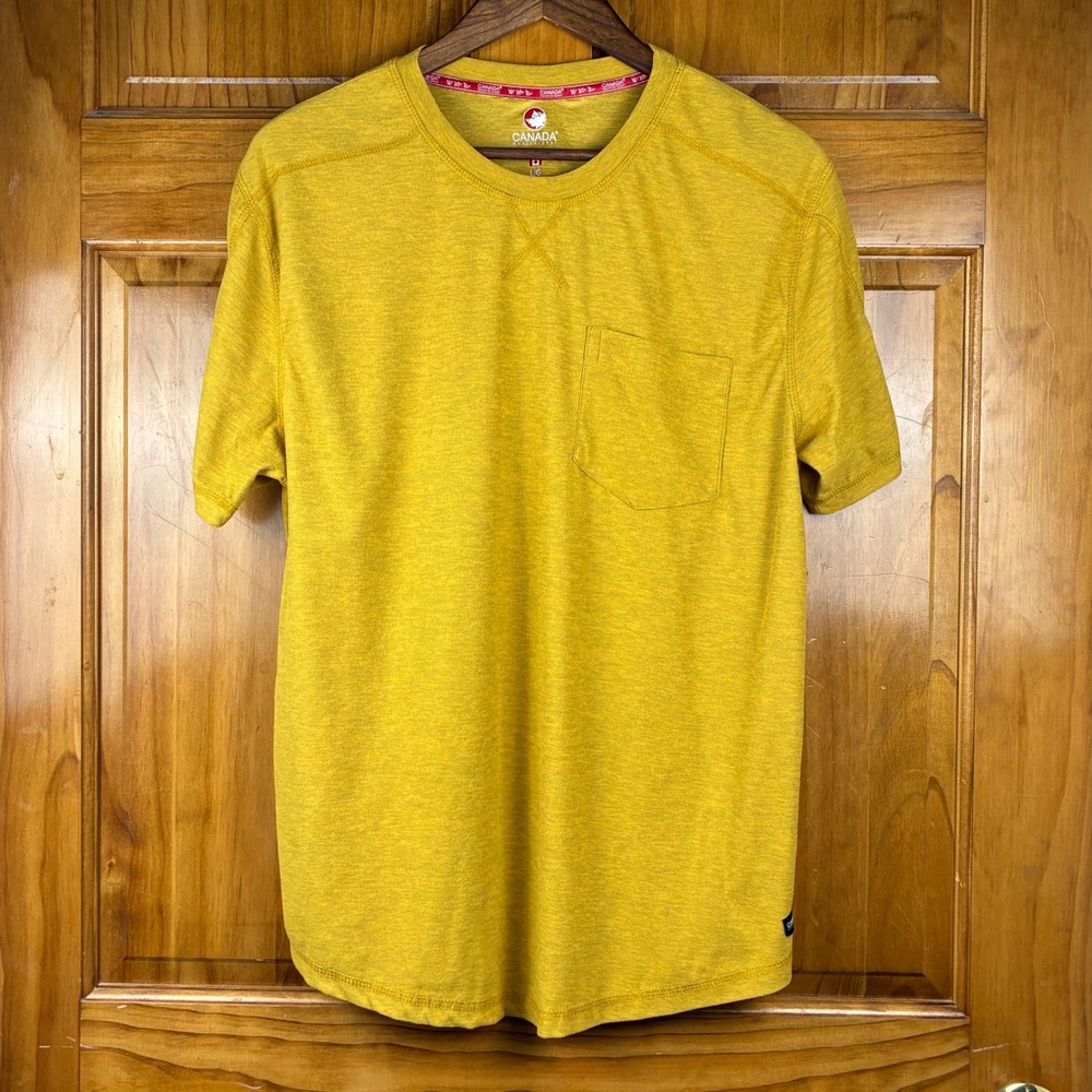 Canada Weathergear Mens L Mustard Yellow Heritage Short Sleeve Pocket T-Shirt